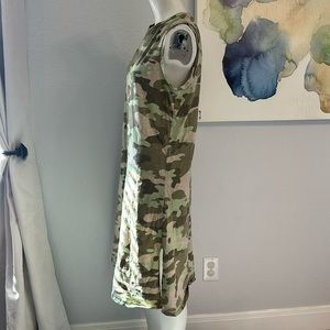 Vintage Nouveau Green Camouflage Tank Dress